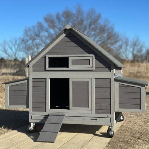 GUTINNEEN Chicken Coop on Wheels, 67.3 in, 6-8 Chickens