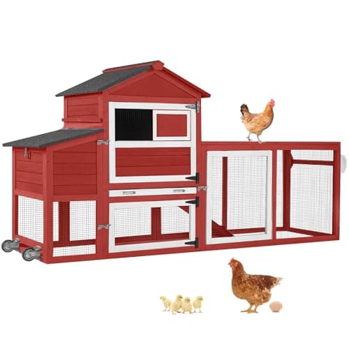 Aivituvin Mobile Chicken Coop with Wheels, 4-6 Chickens