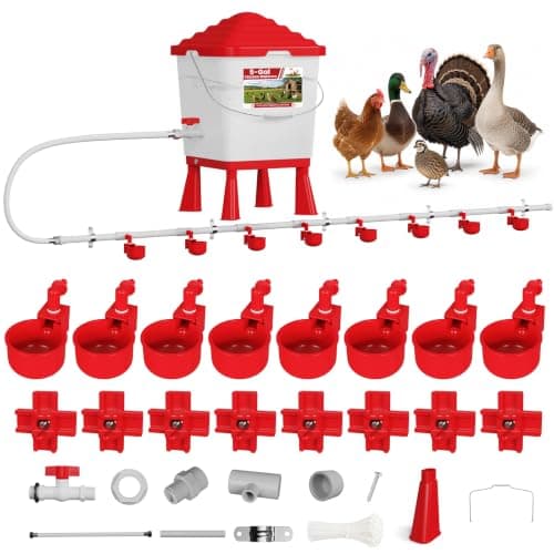 Generic 5 Gallon Pipeline Poultry Watering System, 8 cups and 8 nipples